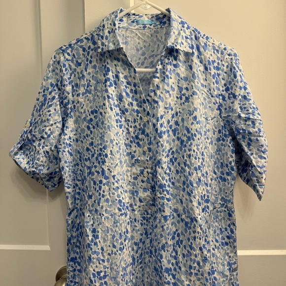 J.McLaughlin Janelle Silk-Blend Dress Blue White Size Small Easter Spring Summer - Picture 5 of 14